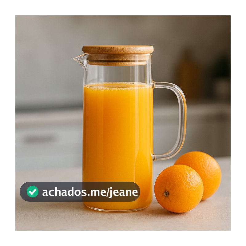 Jarra De Vidro Com Tampa Bambu 1L Suco Chá Hermética Com Vedação