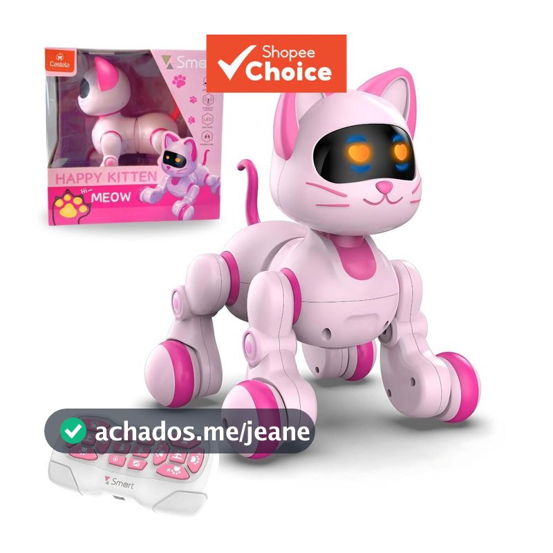 Gato Robô RC Rosa e Fofo com Luzes LED que Brilham, Animal de Estimação Interativo com Sensor de Gestos para Crianças,
