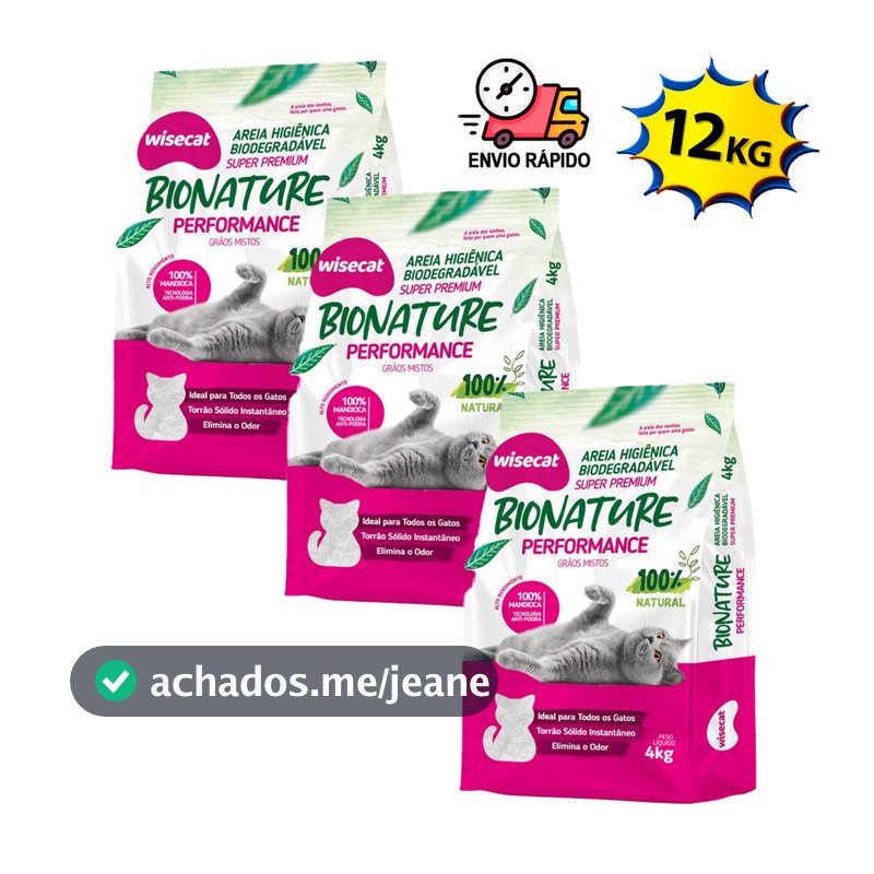 Kit 12Kg Areia Para Gatos Grãos Mistos 100% Mandioca Areia de Gato
