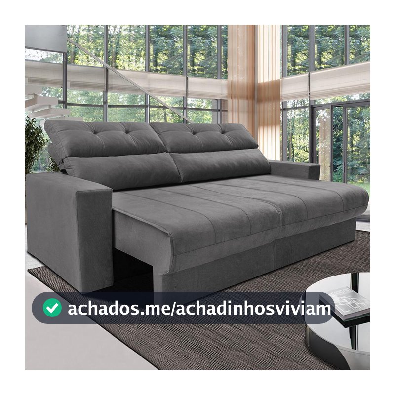 Sofá Retrátil e Reclinável 1,70m Clean. Cama inBox Velusoft