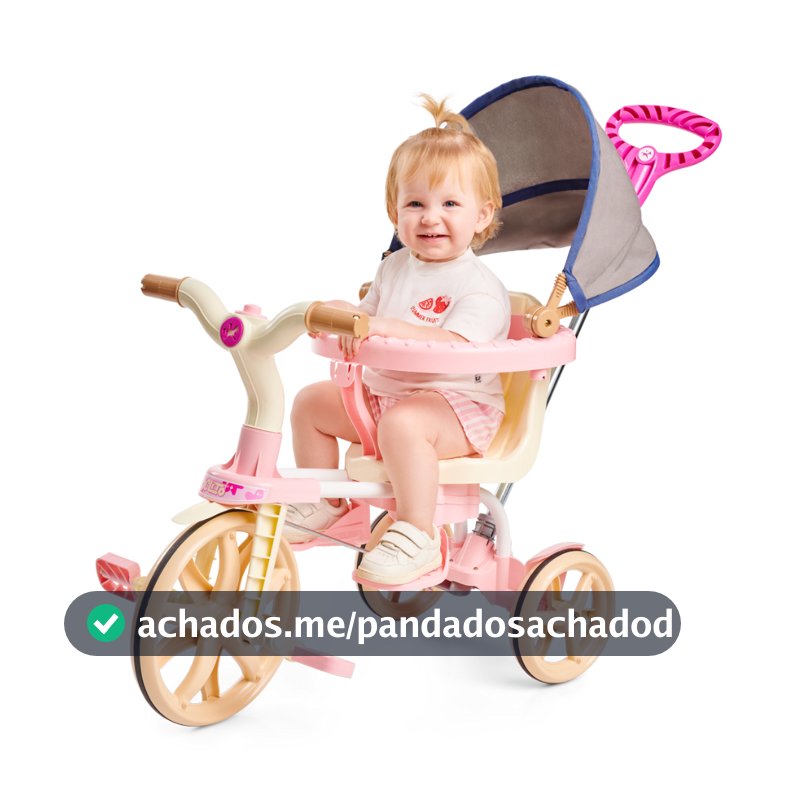 Bicicleta Infantil 3 em 1 Triciclo Calesita Carrinho de Bebê Ciclito C/ Toldo Haste Protetor e Pedal
