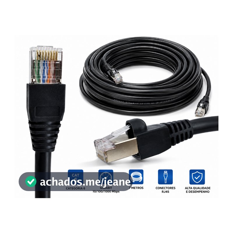 Cabo De Rede Pacht Cord 3m Ethernet Rj45 Cat6 Preto 3 Mt