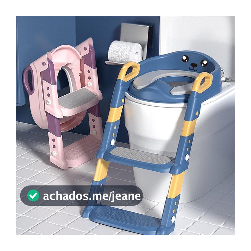 Assento Redutor Infantil com Escada/Altura Ajustável e Base Antiderrapante
