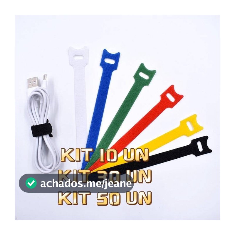 Kit 10 UN /30 UN/50 UN  - Organizador de Cabos e Fios Abraçadeira multiuso Prendedor reutilizável
