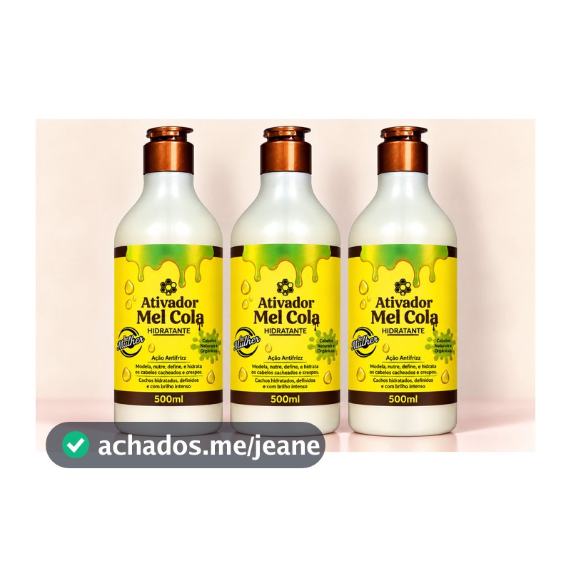 Kit 3 Ativadores de Cachos Mel Cola Hidratante Ser Mulher 500ml – Definição, Hidratação e Ação Antifrizz