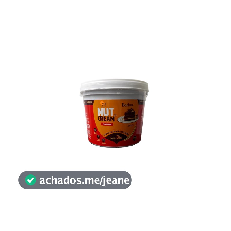 NutCream Barion 3Kg - Creme de Avelã Forneável Recheio Avelã com Cacau Nut Cream Barion-