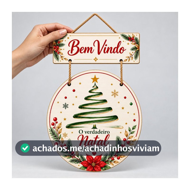 Placa Guirlanda Natal MDF Bem Vindo Placa Decorativa Porta Casa Enfeite Natalino Decoração O Verdadeiro Natal Mora Aqui