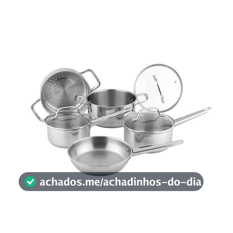 Brinox Jogo de Panelas 5 Peças Inox City - Fundo Triplo - Indução