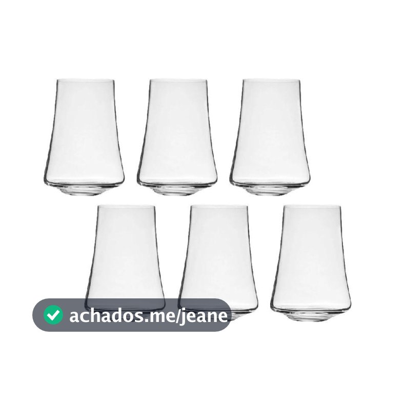 Jogo 6 Copos Vidro Crystal Titânio Bohemia Xtra Alto 400 Ml