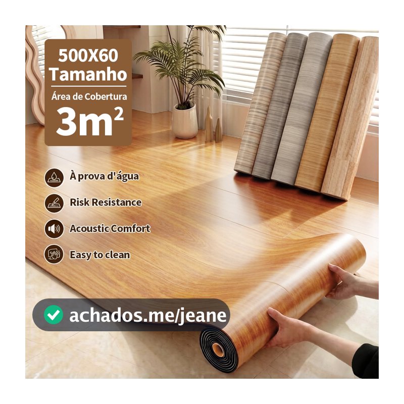Adesivo de Piso Autocolante Imitação Madeira Resistente 5m x 61cm Decoração para Ambientes