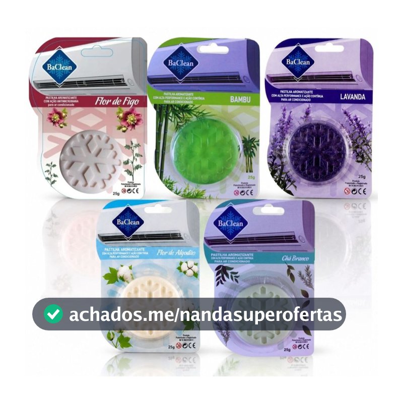 Kit 5 Pastilhas BaClean Para Ar Condicionado Aromatizante Bactericida Longa Duração