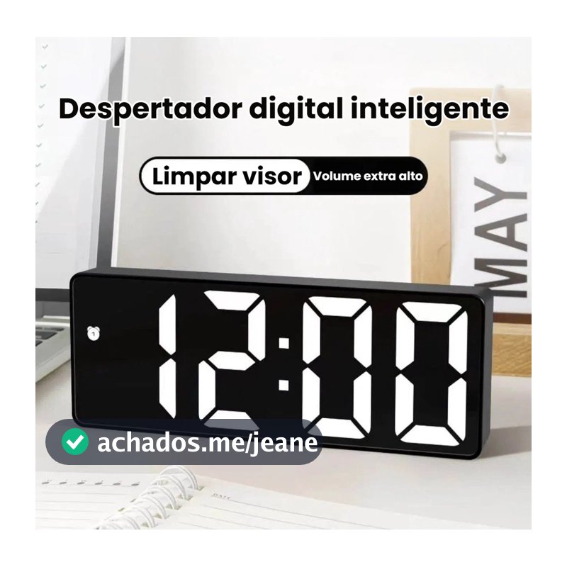 Relógio Digital LED Despertador Mesa USB Temperatura Controle de Brilho 12/24h
