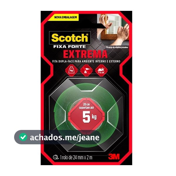 Fita Dupla Face 3M EXTRA Forte 5KG Fixa Forte Extrema 24MM X 2M