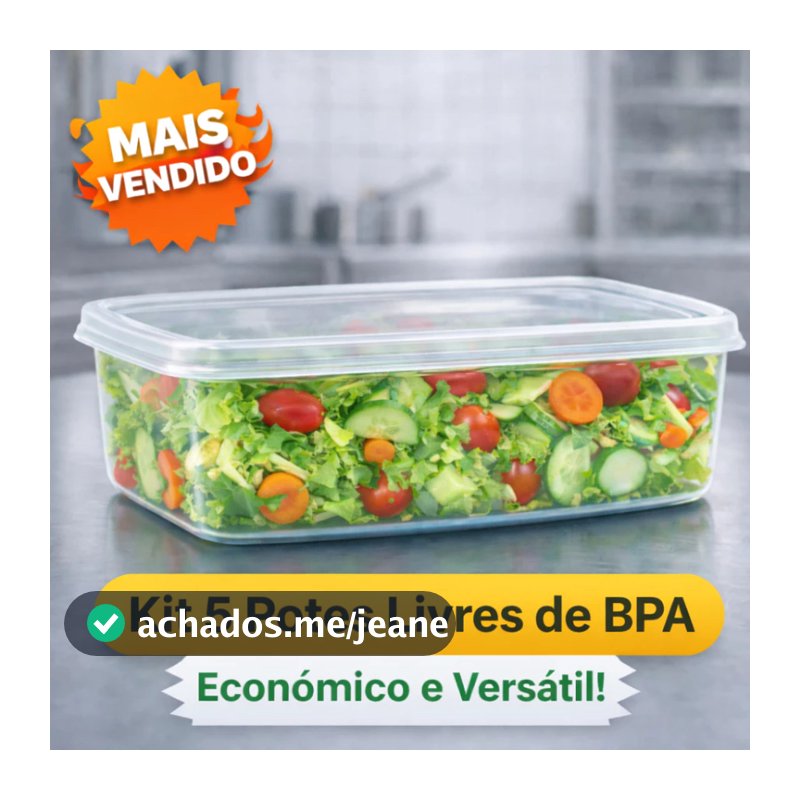 Kit 5 Potes 4L Transparentes com Tampa – Armazenamento Alimentos Cozinha Profissional Restaurante