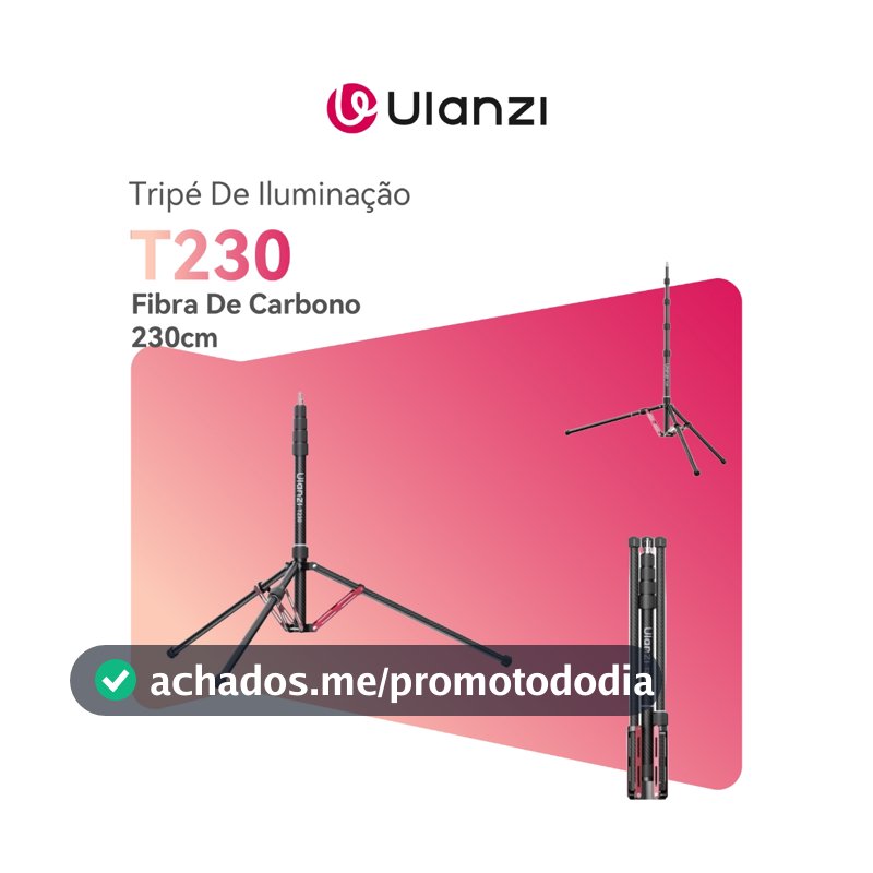 ULANZI T230 Tripé De Iluminação Fibra De Carbono 2.3m Suporte Profissional Dobrável Inverso