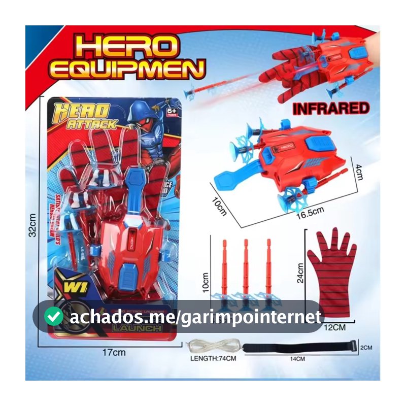 Luva Homem Aranha Com Laser Infantil Lançador de Teia Com Laser e Dardo Brinquedo Spider Man