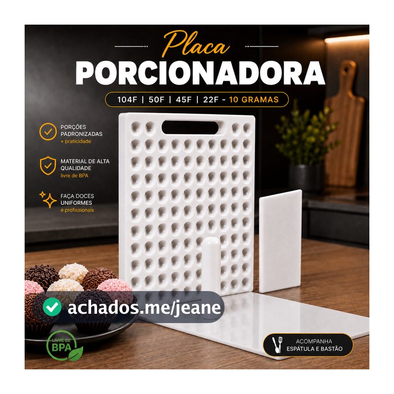Placa Porcionadora Dosadora De Doces 10 Gramas Brigadeiro Beijinho Confeitaria