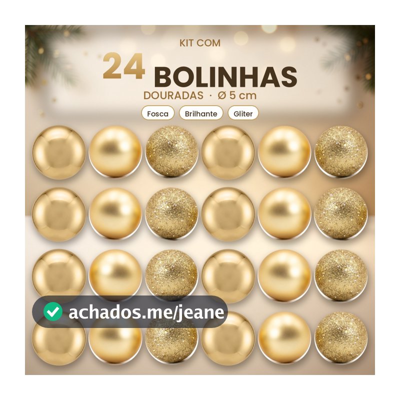 Kit 24 Bolas 5cm Enfeite De Árvore De Natal Dourado Bolinhas Mista Lisa Para Decoração Pendentes De Natal KIT 12 e 24un