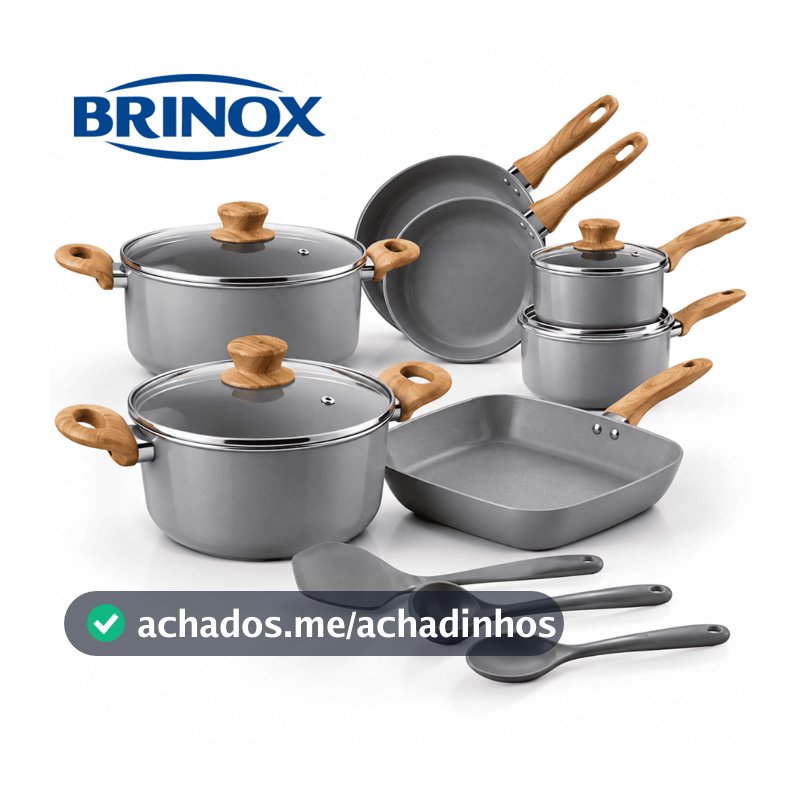 Jogo de Panelas Antiaderente Cerâmica Indução Ceramic Life Gris 07 ou 10 Peças Brinox