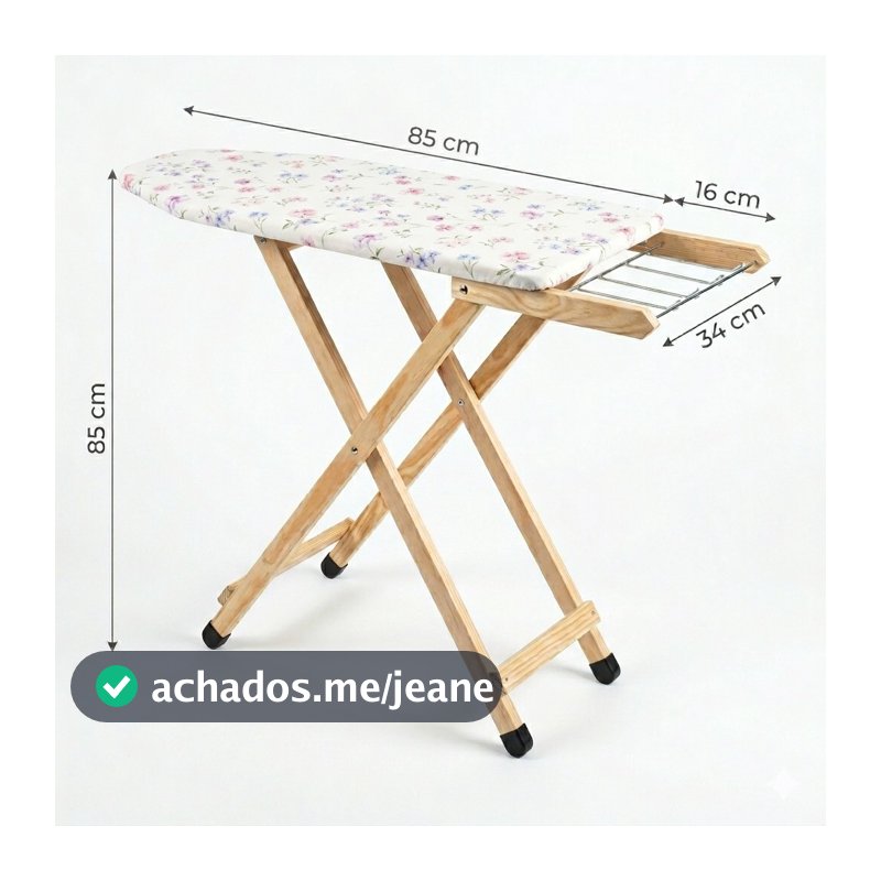 Mesa Tabua de Passar Roupas de Madeira com Regulagem Altura e porta Ferro