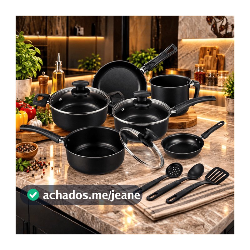 Jogo de Panelas 9 Pçs Teflon Tampas Vidro Antiaderente Varias Cores
