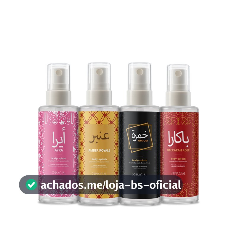 KIT BODY SPLASH ARABE AYRA + BACCARAH ROSE + AMBER ROYALE + KHAYLAH 100ML - PRIMACIAL PERFUME ARABE