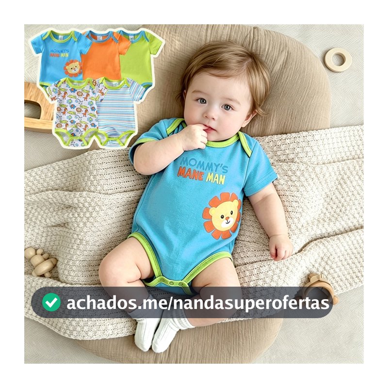 Bodysuits Kit 5 Peças Body Manga Curta Bebê 100% algodão Série Minimalista Uso Diário Jumpsuits