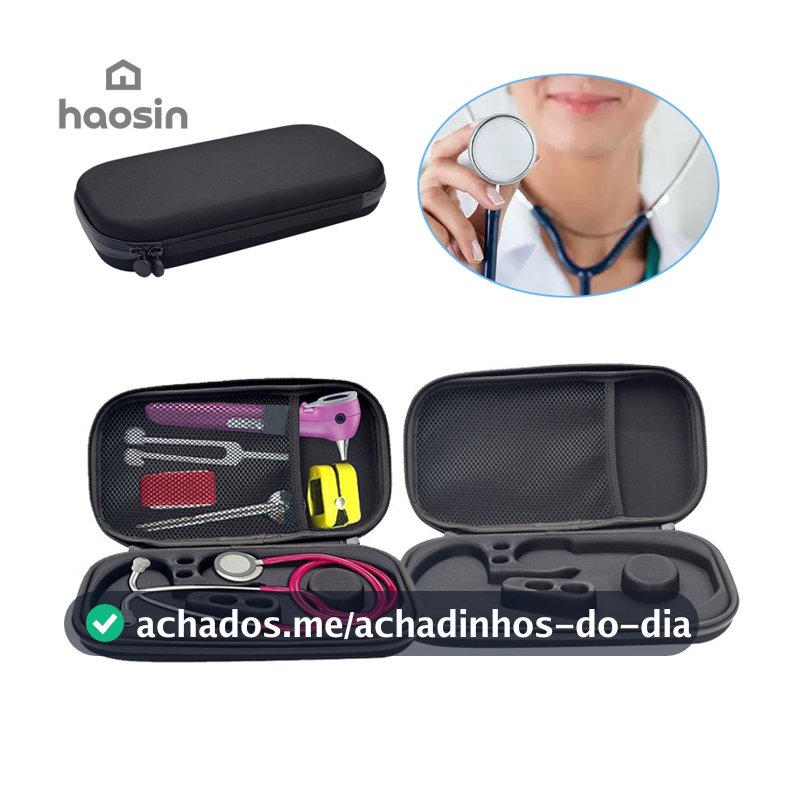 Capa Protetora Preta Para Estetoscópio Com Zíper-Universal Medical