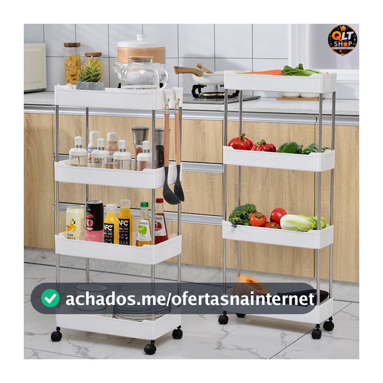 Organizador Móvel de 4 Níveis Multifuncional Com Rodinhas