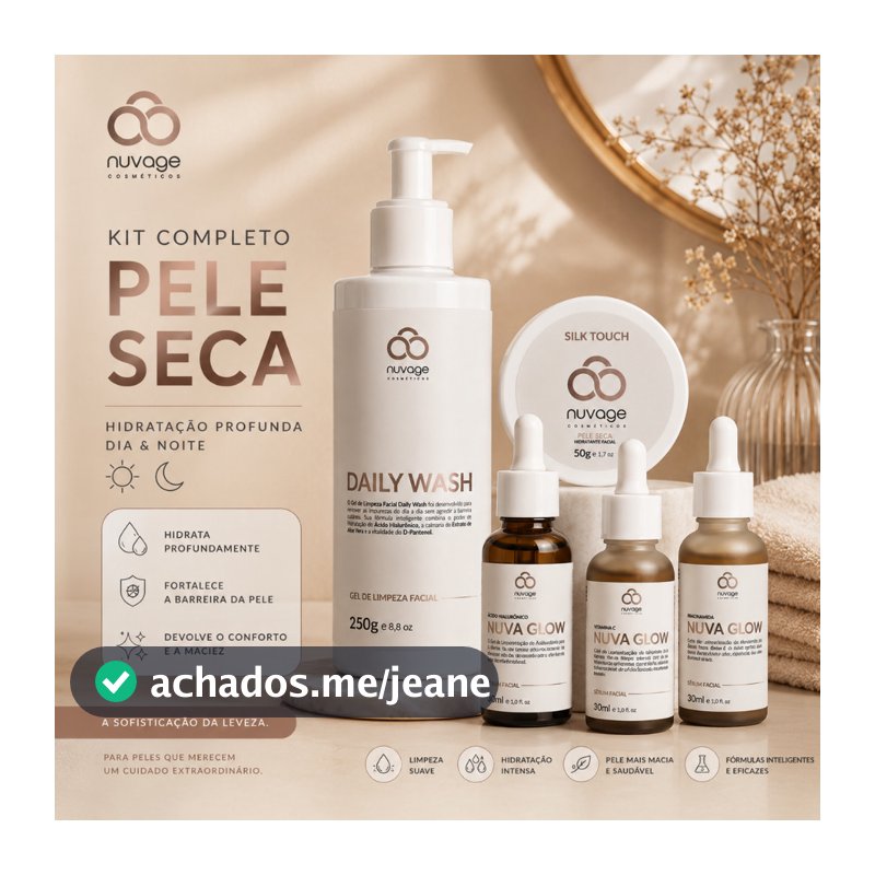 Kit Skin Care Nuvage Pele Seca Vitamina C Niacinamida Ácido Hialurônico Limpeza Facial