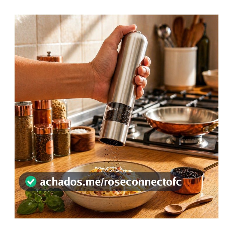 Moedor de Pimenta e Sal Eletrico em Aço Inox Temperos