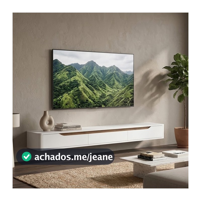 Rack Suspenso Slim Curvo 180cm para TV até 65” Moderno Luxo com Portas Basculantes