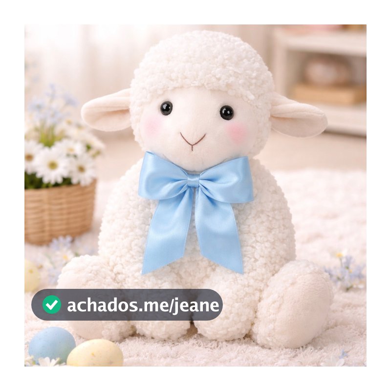 Ovelha de Pelúcia 34cm com Laços Coloridos para Presente ou Decoração Macia e antialérgica