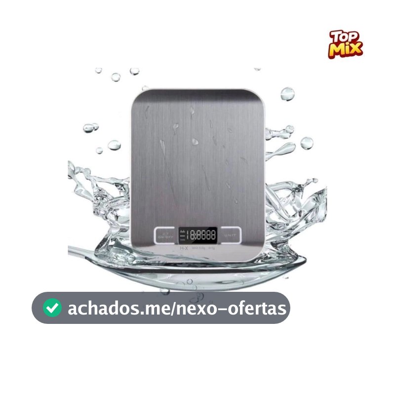 Balança de Cozinha Digital 10kg em Inox Alta Precisão 1g Dieta Fit com Tara LCD Pilhas Inclusas