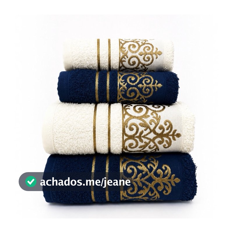 Jogos de Toalhas  Banho e Rosto Algodão 4 Peças Premium 1,45m X 75cm - 100% Algodão Alta Absorção
