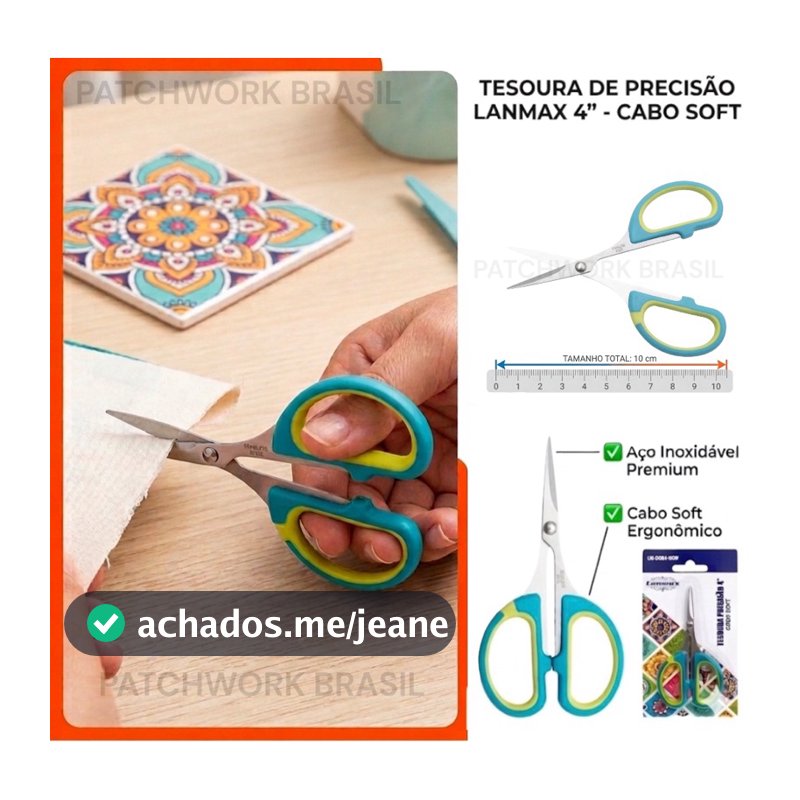 Tesoura De Precisão Fina Patchwork Artesanato Costura 10cm