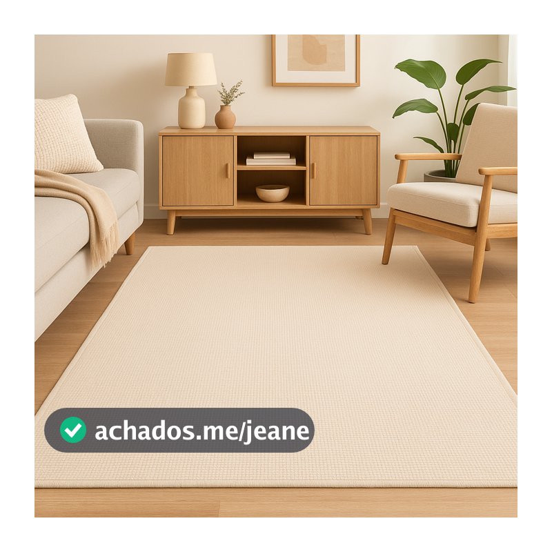 Tapete Jacquard Decorativo Boho Clean Antiderrapante Moderno em Cores Neutras para Sala