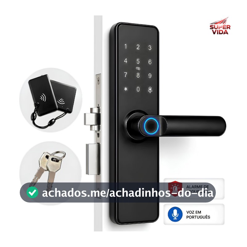 Fechadura Inteligente Digital 4 em 1 Biométrica Impressão Digital Senha Cartão Chave Residencial -Knup