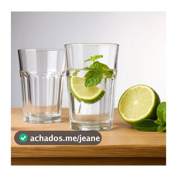 Jogo 6 Copos em Vidro 360ml Transparente Ideal para Servir Drinks e Cocktails