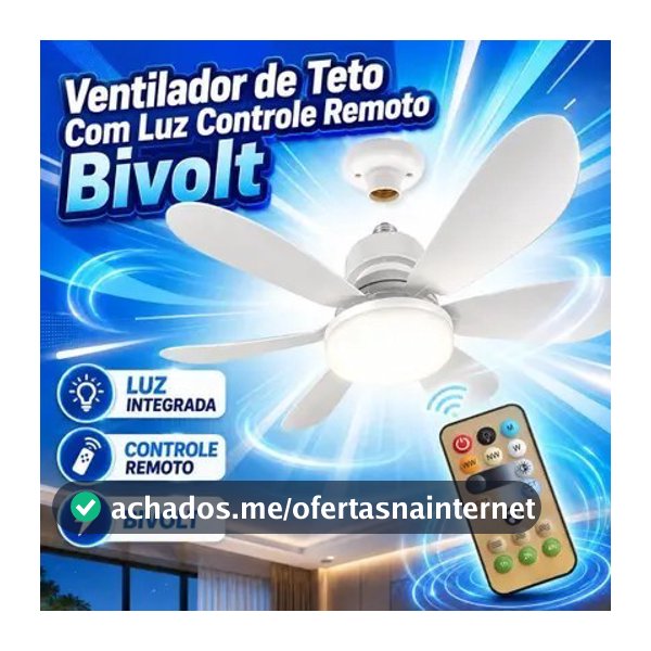 Ventilador de teto Com Luz 3 em 1 com  Controle Remoto Bivolt LED 110V-220V