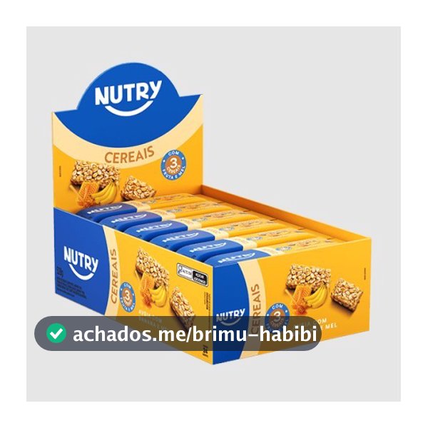 Barra De Cereal Aveia Com Banana e Mel Nutry Com 24 Unidades de 22g