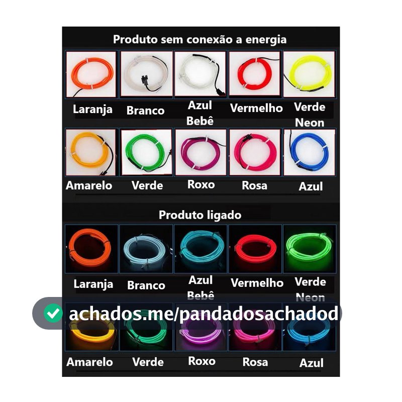 Fita de Led Neon Painel Interior Carro Decoração Automotiva Tunning 12V 3 / 5 metros Top Luxo LULU