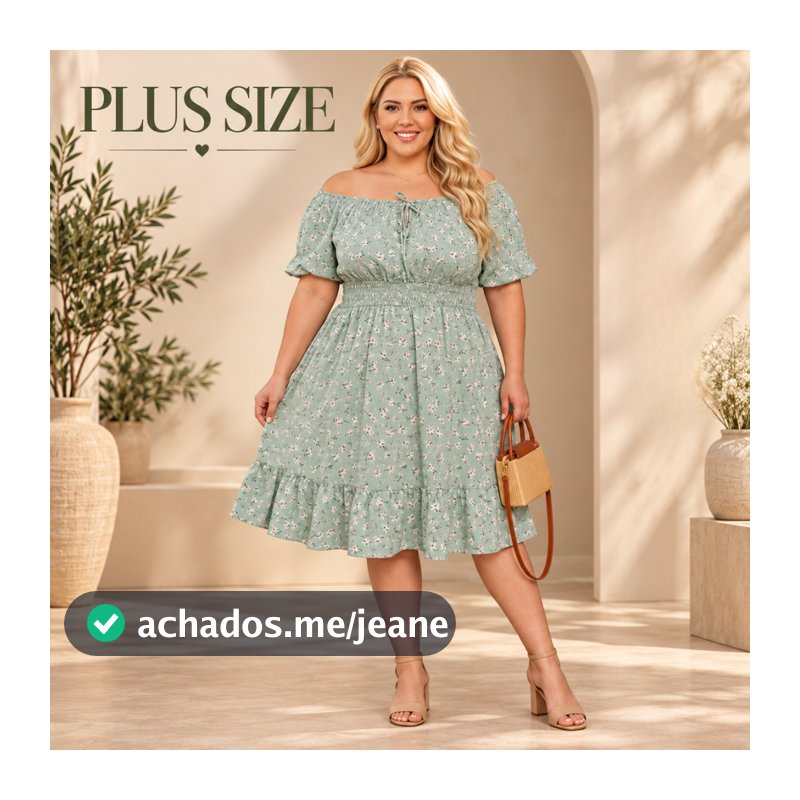 Vestido Feminino Plus Size Ciganinha  Ombro a Ombro G4-G5.