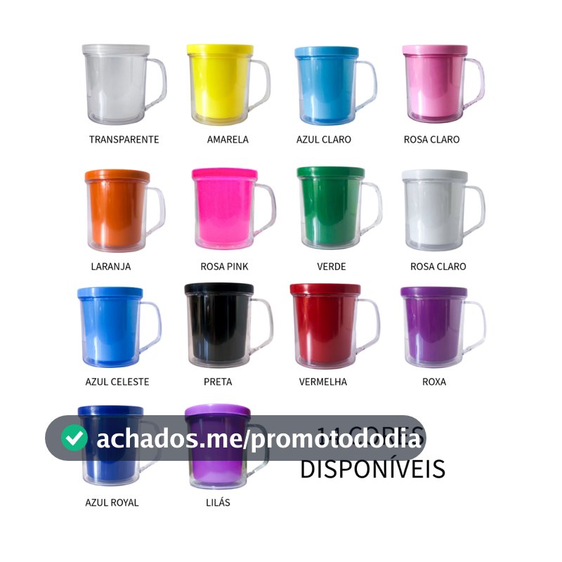 KIT 10 Canecas Acrílica Lisa Para Personalizar Lembrancinha Festa 14 Cores Disponíveis PRONTA ENTREGA