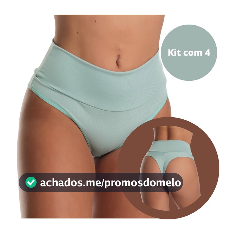 4 Calcinhas Modeladora Cós Alto Fio Duplo Kit Lingerie
