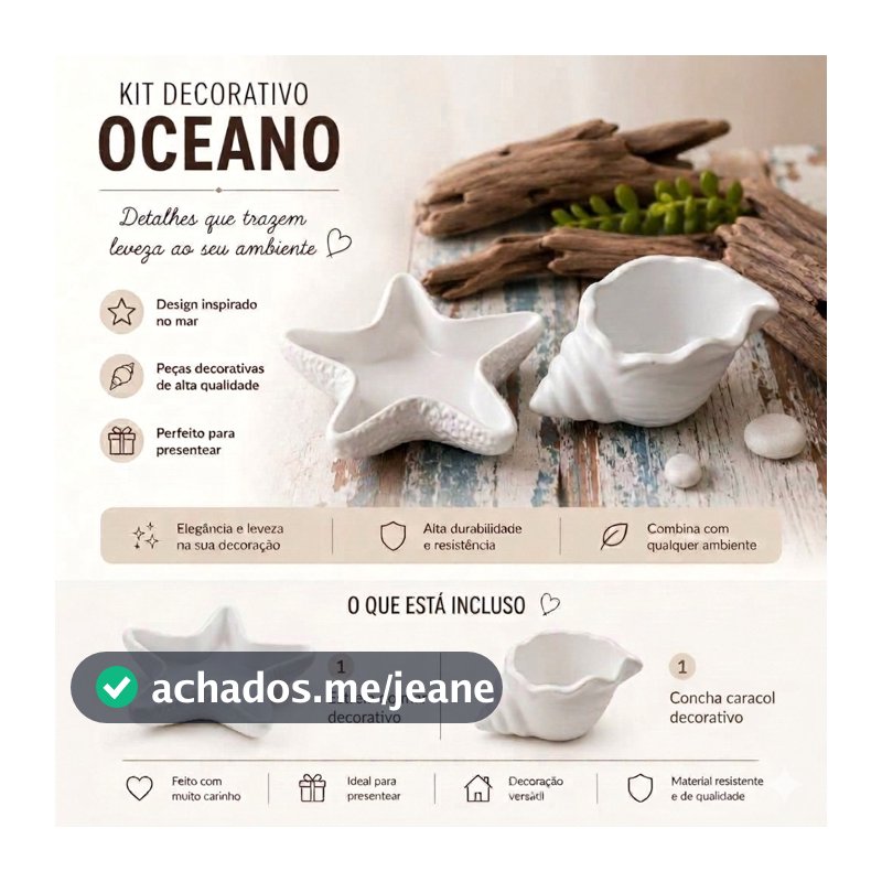 Concha Decorativa Porta Joias Mini Vela Bandeja Minimalista para Decoração Organização e Mesa Posta