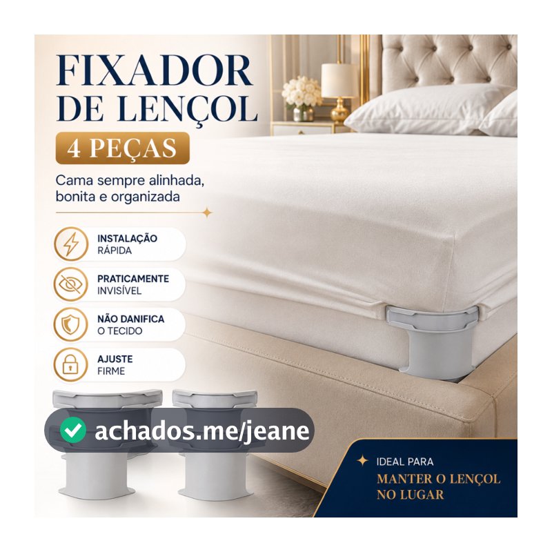 Fixador Prendedor Clip Com Trava Invisível Para Lençol Colchão 4 Peças Universal Pronta Entrega Nota Fiscal