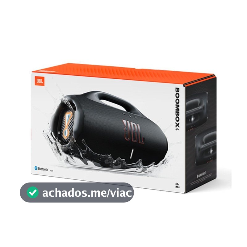 Caixa de Som Bluetooth JBL Boombox 4, com Auracast, IP68 Bivolt Preta