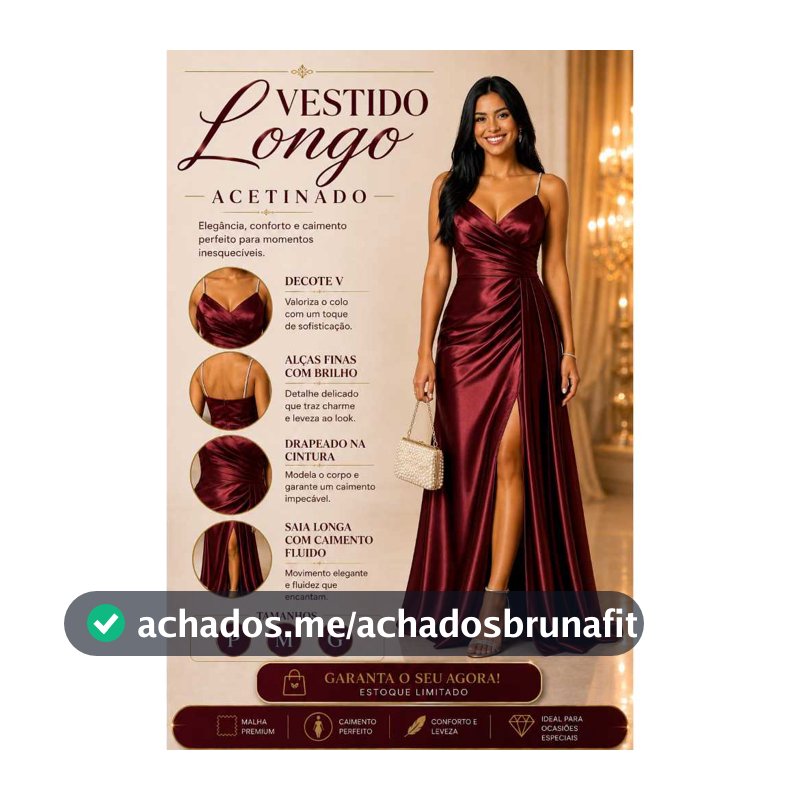 VESTIDO LNGO FESTA ACETINADO;  TEM BOJO TEM ZIPER NAS COSTAS, COM ALÇAS STRASSP. M. G. GG