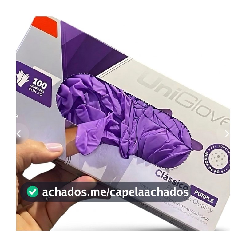 Luva de Procedimento de Latex Roxa Purple Lilás Com Pó - Unigloves